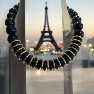 Elegant Black and Gold Beaded Necklace
